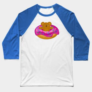 Donut Bear (pink icing) Baseball T-Shirt